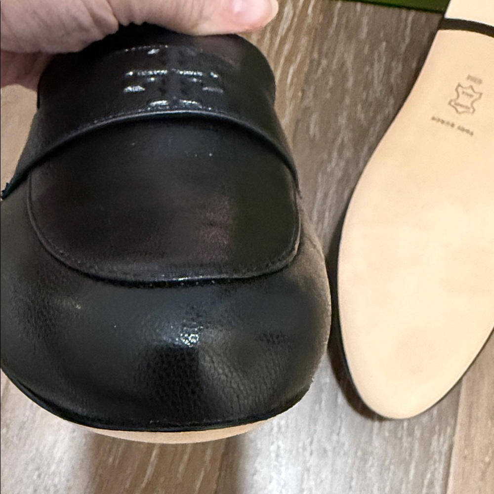 Tory Burch Black Pebbled Leather Penny Loafers - Picture 6 of 14